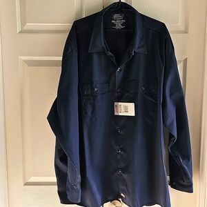 NWT Men's Dickies Temp Control Essential Long Sleeved Work Shirt 3XL Navy Blue